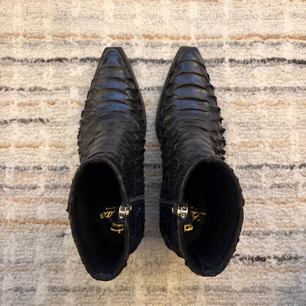 Black "Munich" Python Skin Zip Boots - image 2
